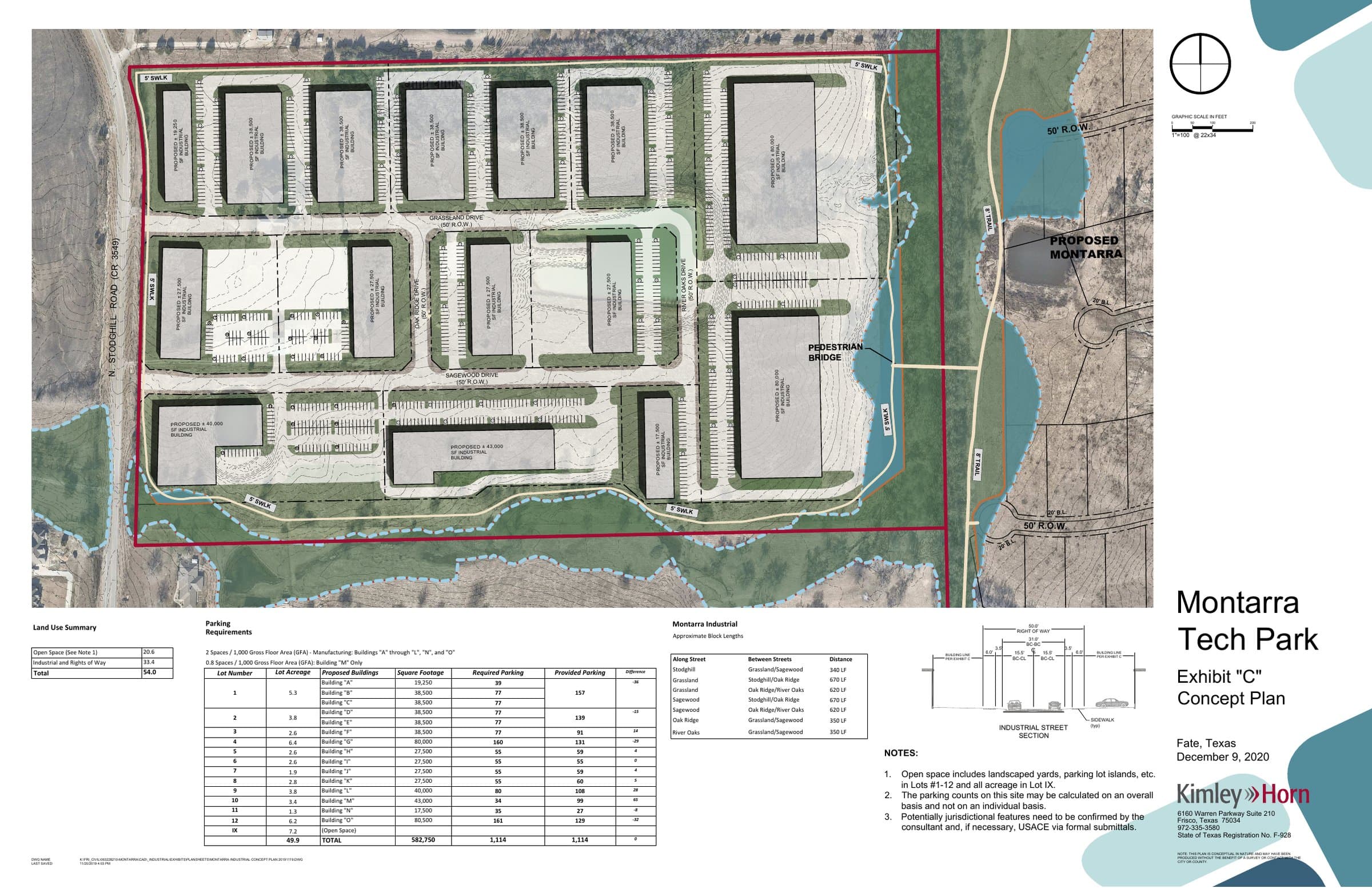 Montarra Tech Park concept plan (Exhibit “C”, Kimley-Horn, December 2020) showing the industrial building layout